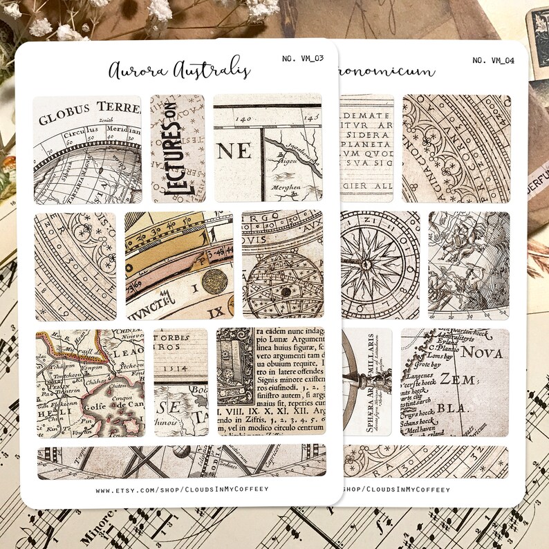 Antique Map Stickers - Vintage Stickers Maps Planner Sticker Old Book ...