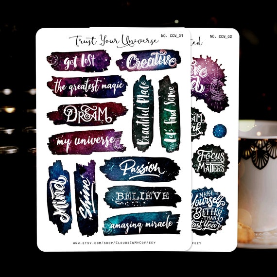 Brush Strokes Motivational Quotes & Inspirational Sayings Washi Planner  Sticker Header Handlettering Labels Words Junk Journal Scrapbook 