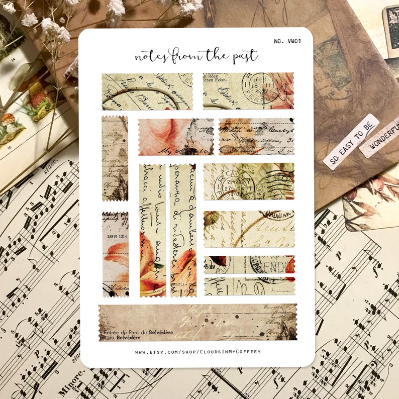 Vintage Washi Tape Stickers – Ephemera Scrapbook, Junk Journal - Etsy