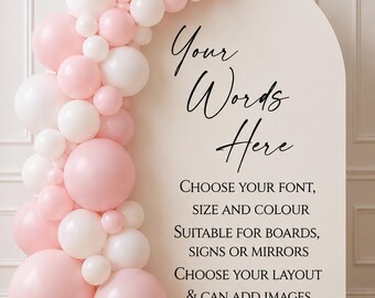 Personalised Event Sign Decal | Custom Vinyl Lettering for Mirrors | Welcome Signs & Party Boards