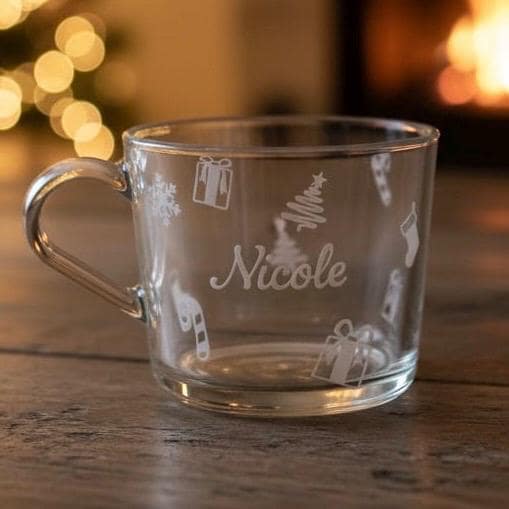 Personalised Christmas Mug | Glass Mug - Wine - Tumbler - Latte - Pint - Gin | Gift