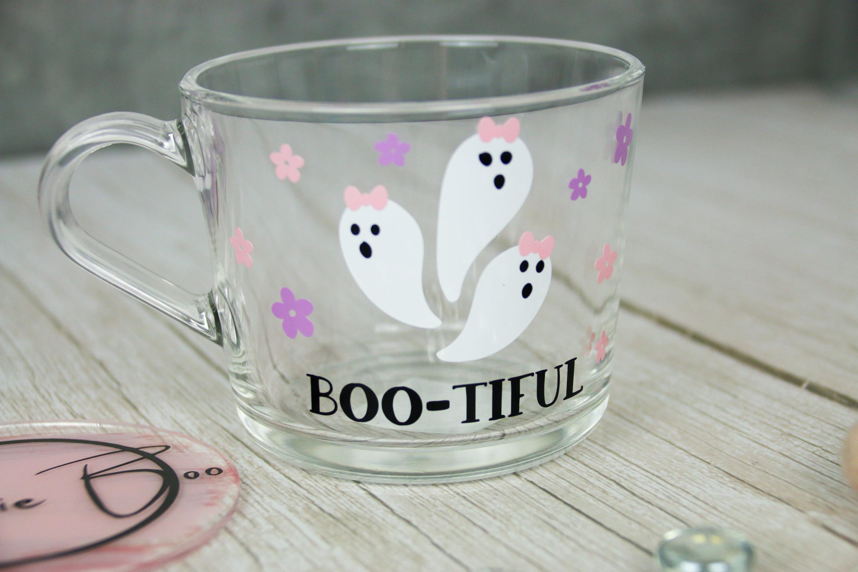Personalised Halloween Glass Mug – Ghost, Boo-tiful Gift