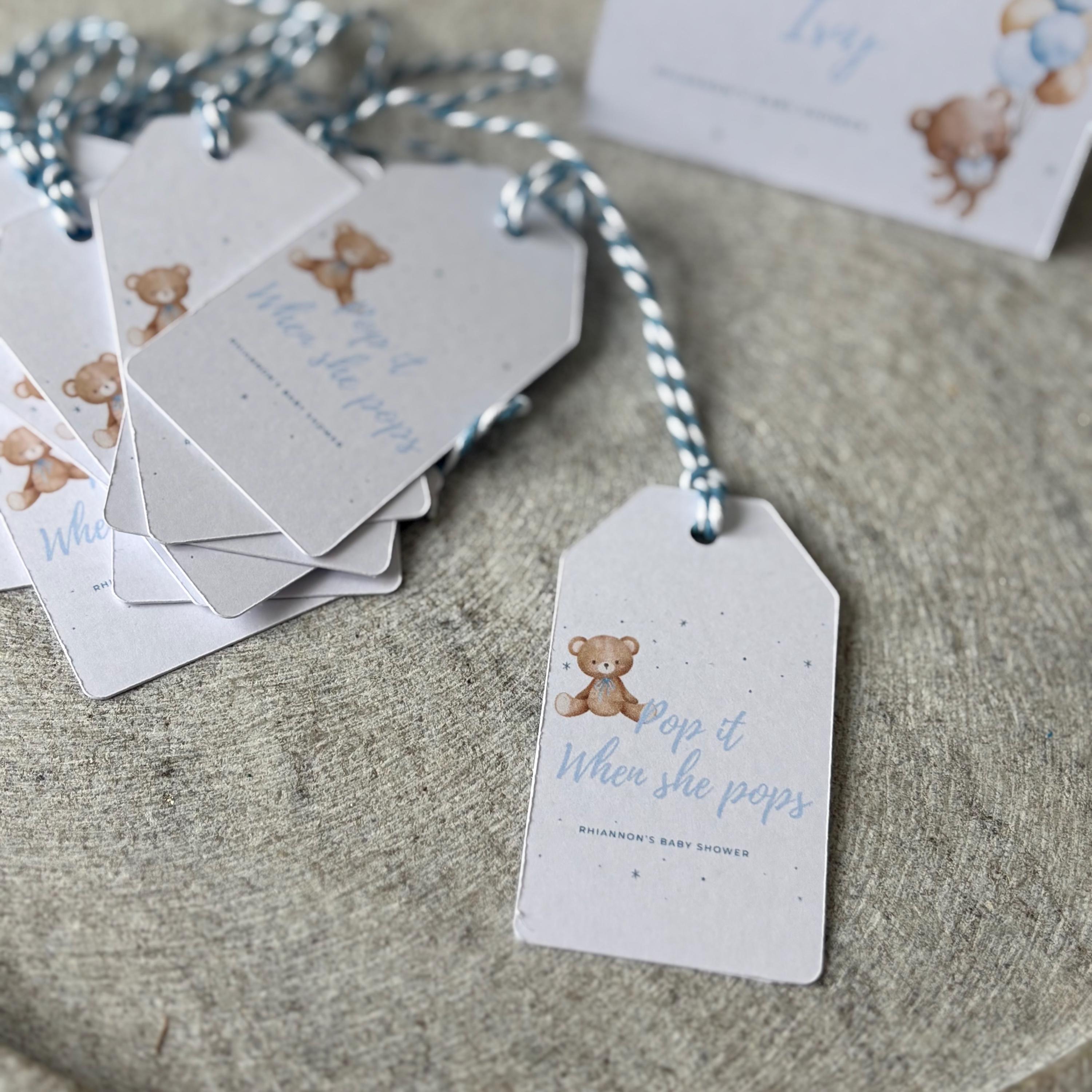 Personalised Handmade Baby Shower Bottle Tags