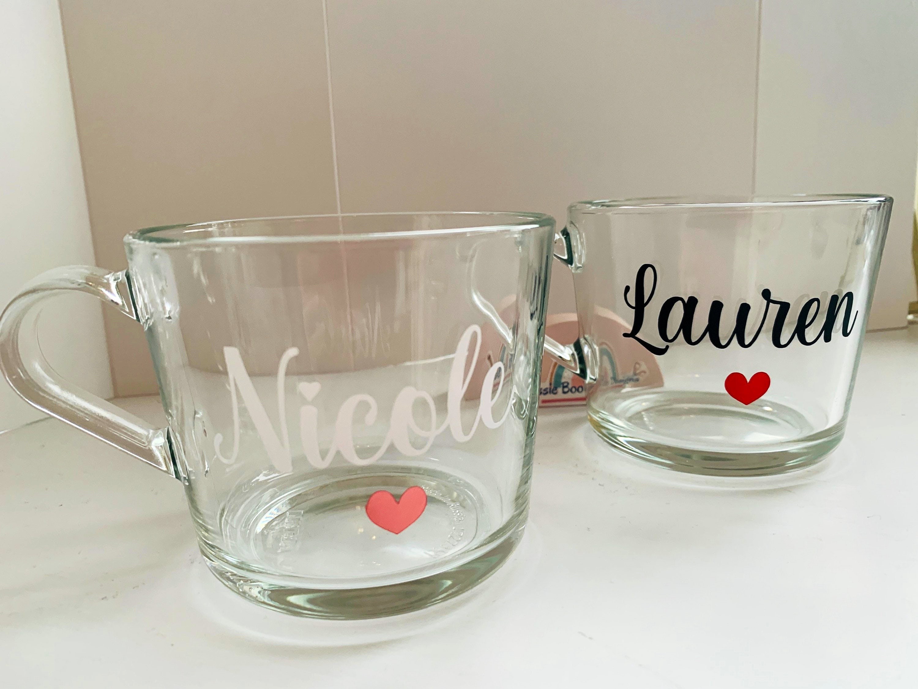 Gift Ideas - Personalised Glass Mug| Named Mug | Gifts for her | Personalised Mug | Gifts for him