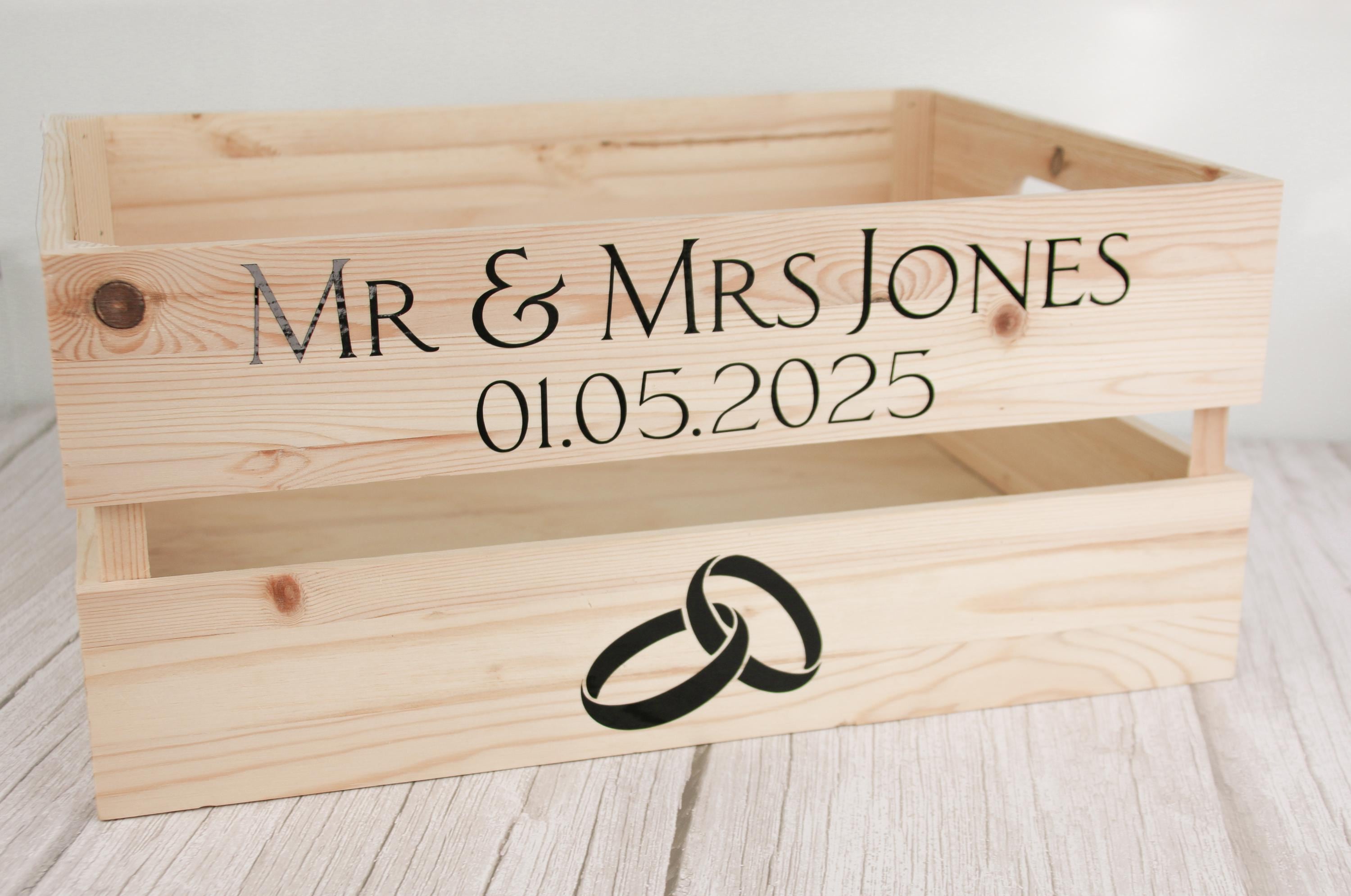 Crate - Wedding Day Crate | Personalised Wooden Crate | Wedding Gift | Marriage Crate | Gift for Mr & Mrs