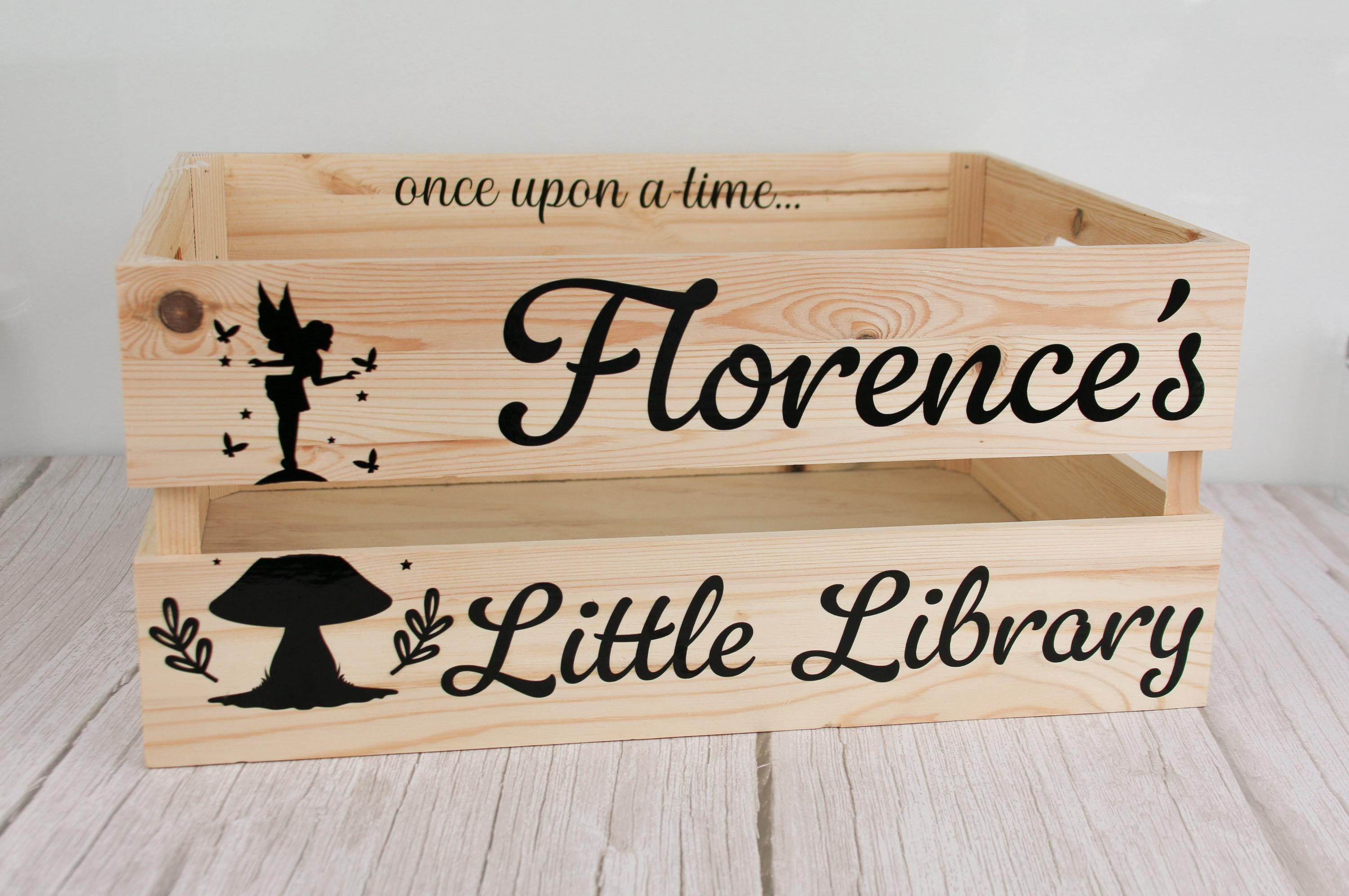 Crate - Book Crate | Library | Bedtime Story Box | Personalised Wooden Crate | Gift for Children | Gift for New Baby