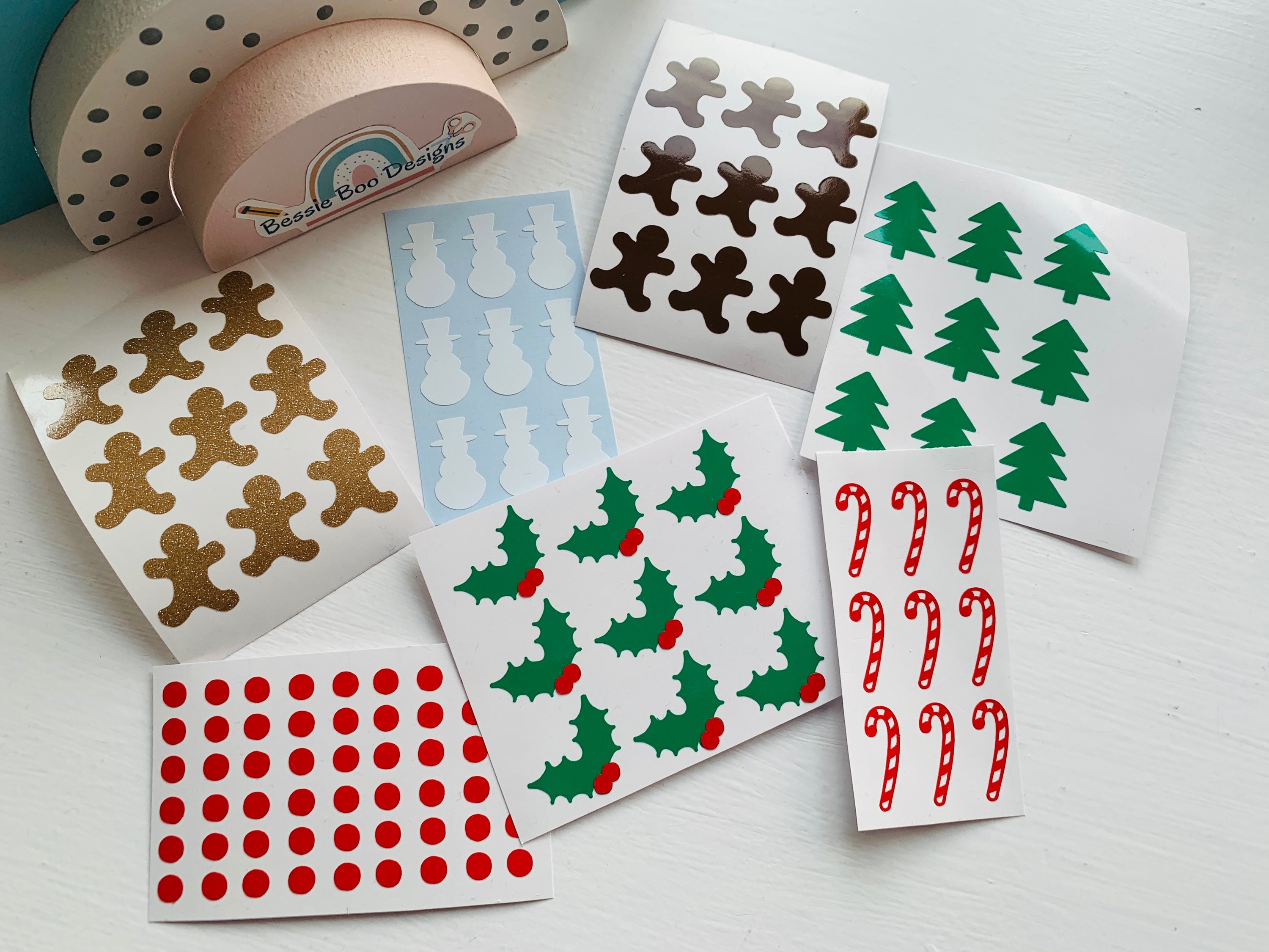 Christmas Decal Sheet | Christmas Stickers| Christmas Tree Decals | Holly decals | Christmas decorations | Custom Made Vinyl Labels
