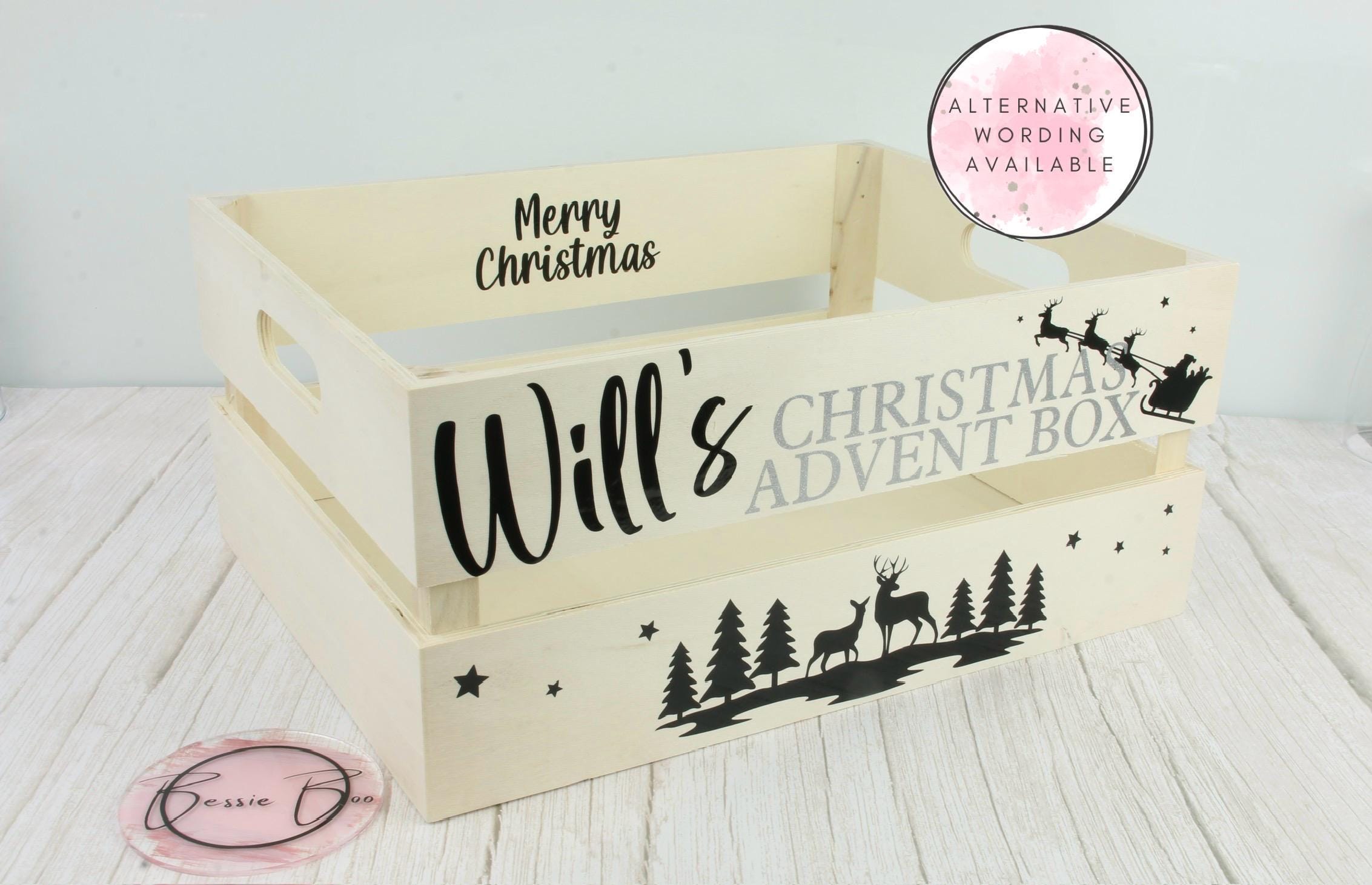 Crate - Christmas Advent Crate | Personalised Christmas Gift | Christmas Eve Box | Christmas Eve Treats Christmas Crate