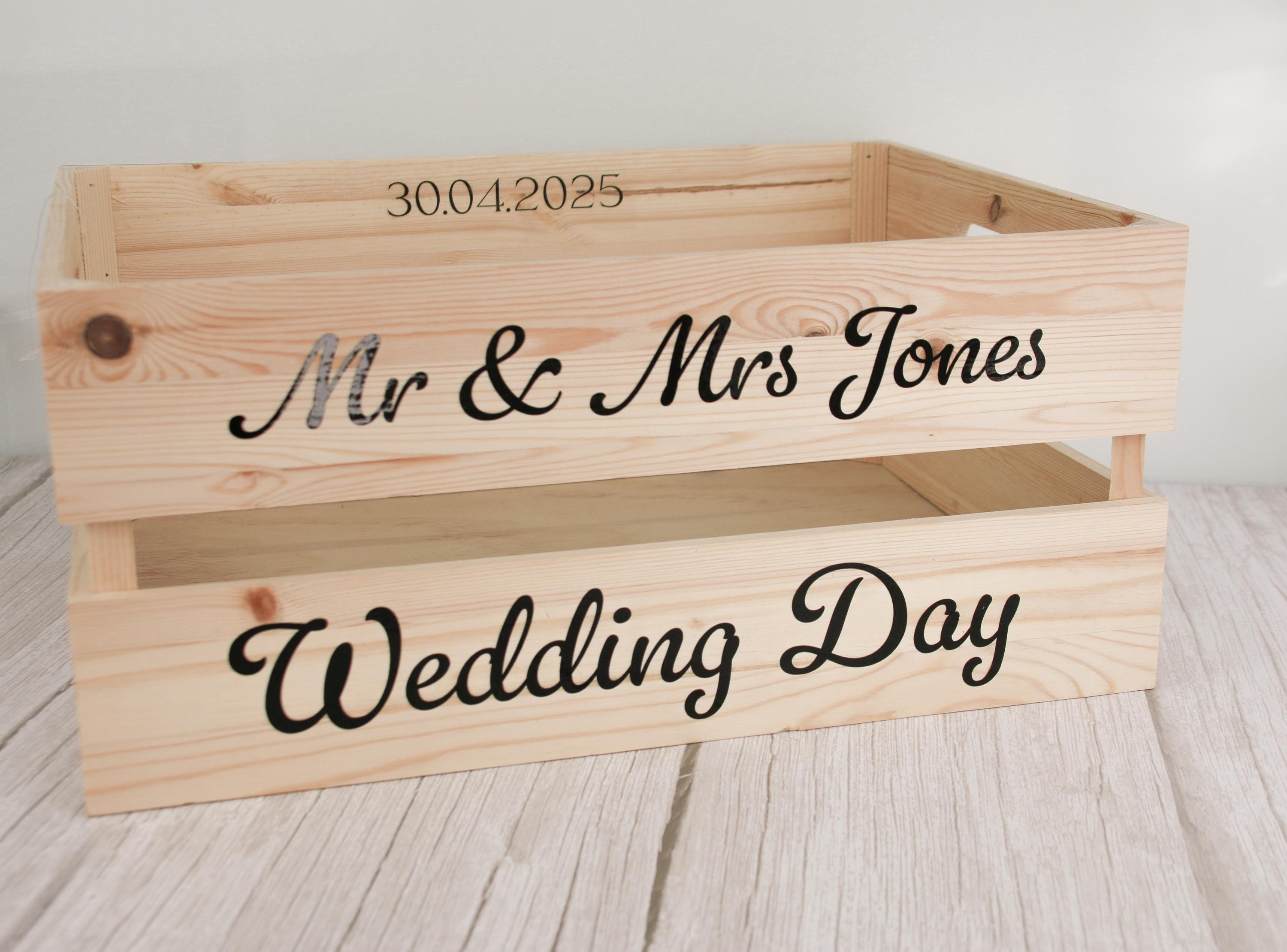 Crate - Wedding Day Crate | Personalised Wooden Crate | Wedding Gift | Marriage Crate | Gift for Mr & Mrs