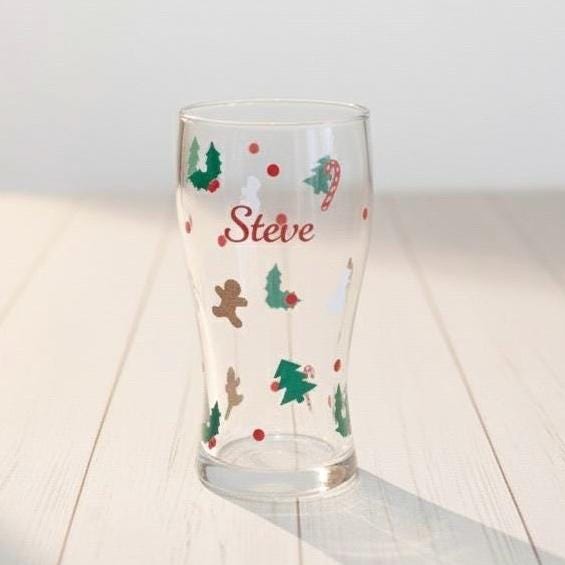 Personalised Christmas Pint Glass | Glass Mug - Wine - Tumbler - Latte Glass - Gin | Gift