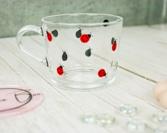 Personalised Ladybird Mug | Glass Mug - Wine - Tumbler - Latte - Pint - Gin | Gift
