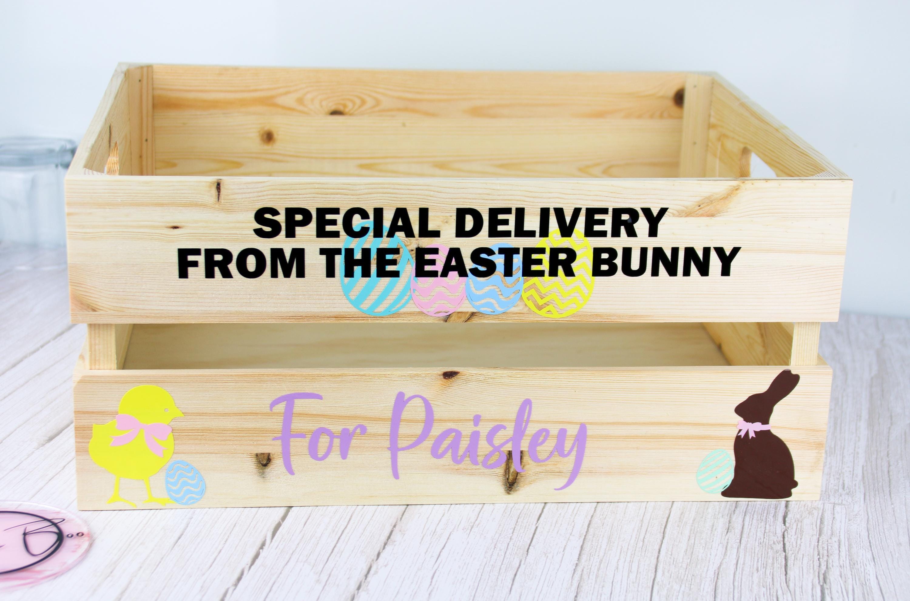 Crate - Easter Crate | Personalised Wooden Crate | Easter Treats | Gift for kids | Easter present | Happy Easter