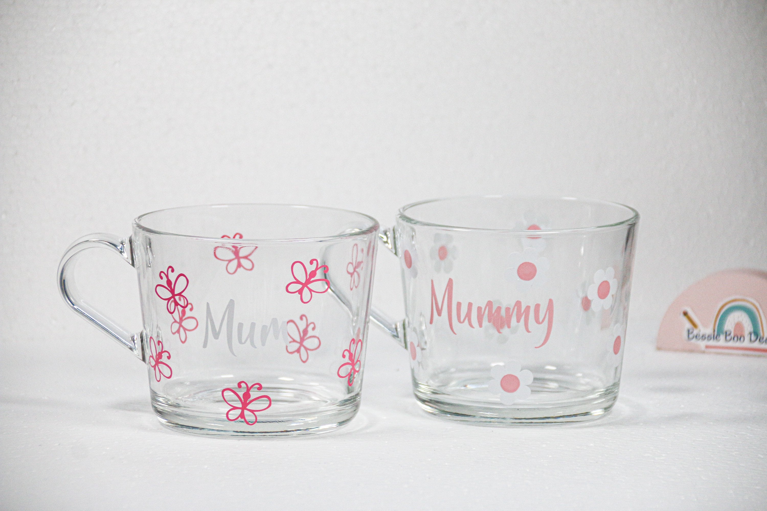 Gift Ideas - Butterfly Glass Mug | Personalised Glass | Mothers Day Gift  | Gift for Her | Gift for Grandma | Gift for Mummy