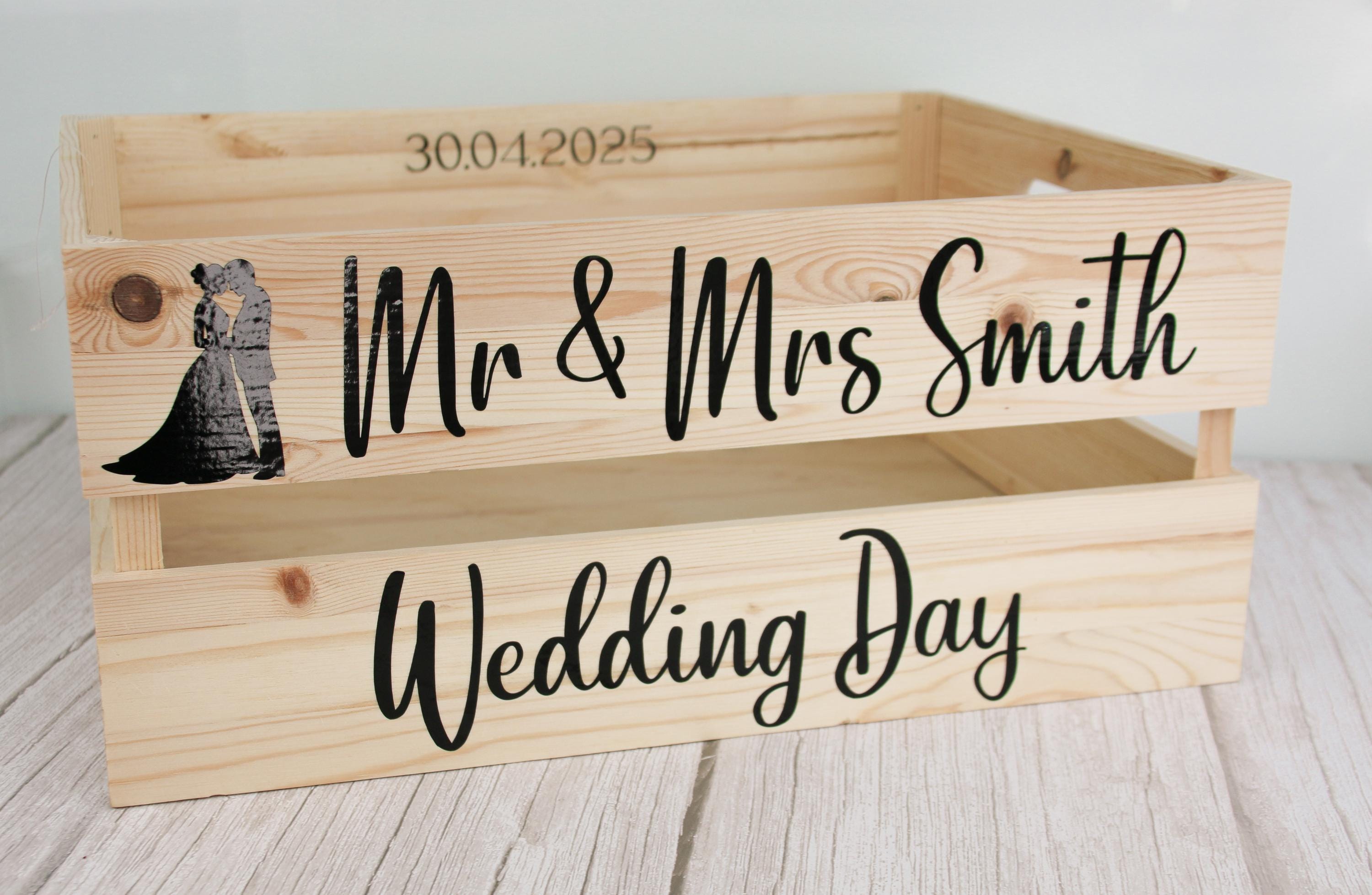 Crate - Wedding Day Crate | Personalised Wooden Crate | Wedding Gift | Marriage Crate | Gift for Mr & Mrs