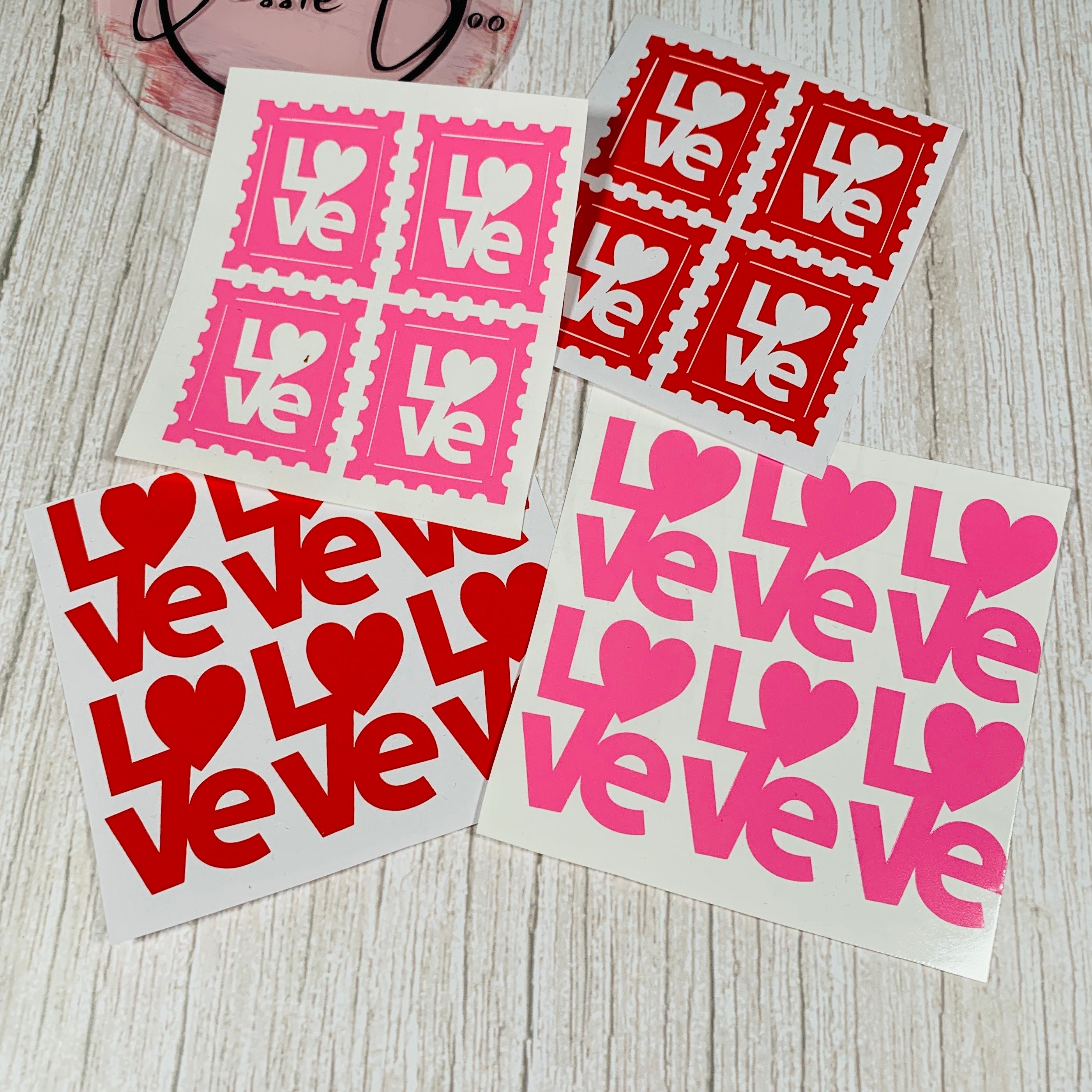Valentine Decal Sheet | Love Stamp Stickers| Love Decals | Heart decals | Valentines  decorations | Custom Made Vinyl Labels