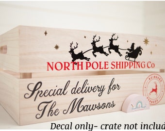 Christmas Crate Decal | Christmas Gift Decal | Christmas Eve Box Decal | Custom Made Vinyl Decals | Self-Adhesive Personalised Labels