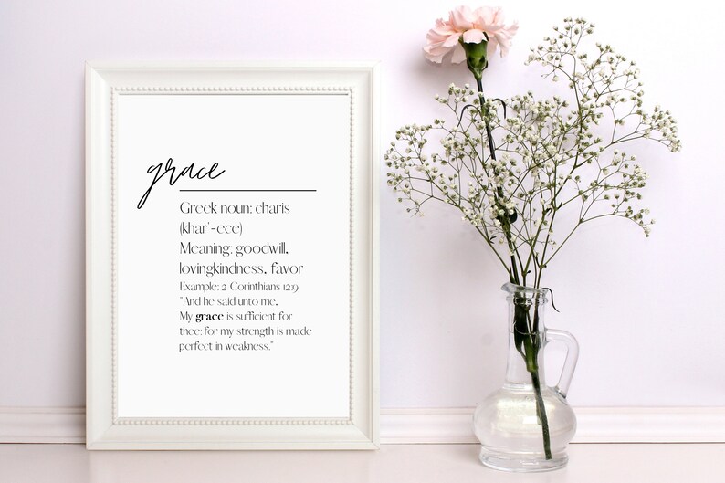 Grace Greek Definition Print Bible Word Meaning 2 Etsy