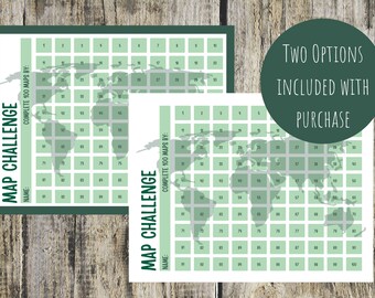 Geography 100 Maps Challenge Chart Printable | Great for Classrooms ...