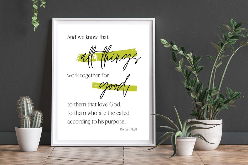Romans 8:28 Large Christian Wall Art KJV Bible Verse | Etsy