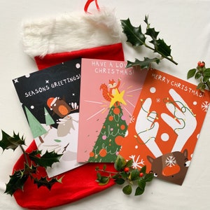 Paquete de 3 tarjetas navideñas ilustradas A5