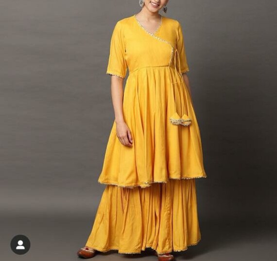 yellow plazo dress