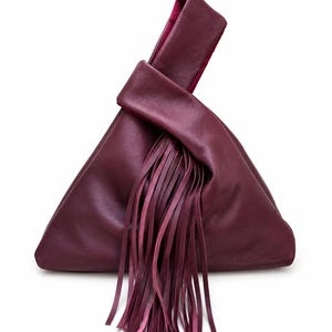 Small Fringed Leather Japanese Knot Bag Sewing Pattern
