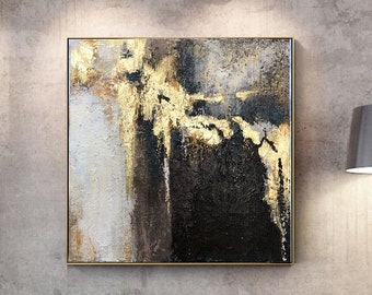 Large Abstract Wall Art Gold Original Abstract Painting Acrylic Wall Art Canvas Home Decor Abstract Wall Art housewarming gift