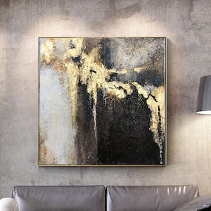 Large Abstract Wall Art Gold Original Abstract Painting Acrylic Wall Art Canvas Home Decor Abstract Wall Art housewarming gift