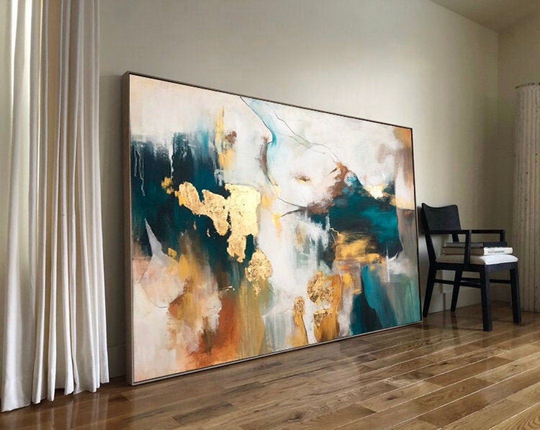 Large Abstract Wall Art Gold Original Abstract Painting Acrylic on ...