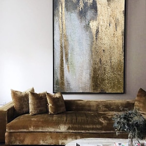 Large Abstract Wall Art Gold Original Abstract Painting Acrylic on ...