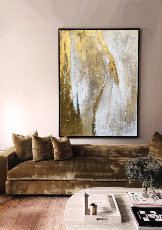Large Abstract Wall Art Gold Original Abstract Painting Etsy