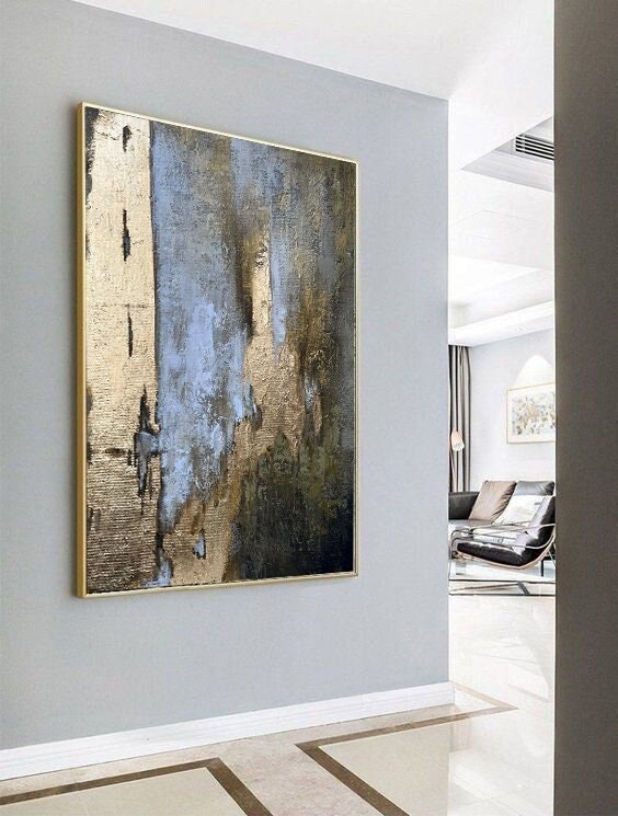 Large Abstract Wall Art - Gold Monochrome Abstract Painting - Acrylic on Canvas - Brown color - Home Decor Abstract Wall Art Rich texture