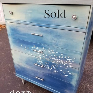 SOLD Painted Furniture Dresser Chest of Drawers, SOLD, Firefly Upcycled, Nautical Ocean Dresser, Beach Home Dresser, SOLD