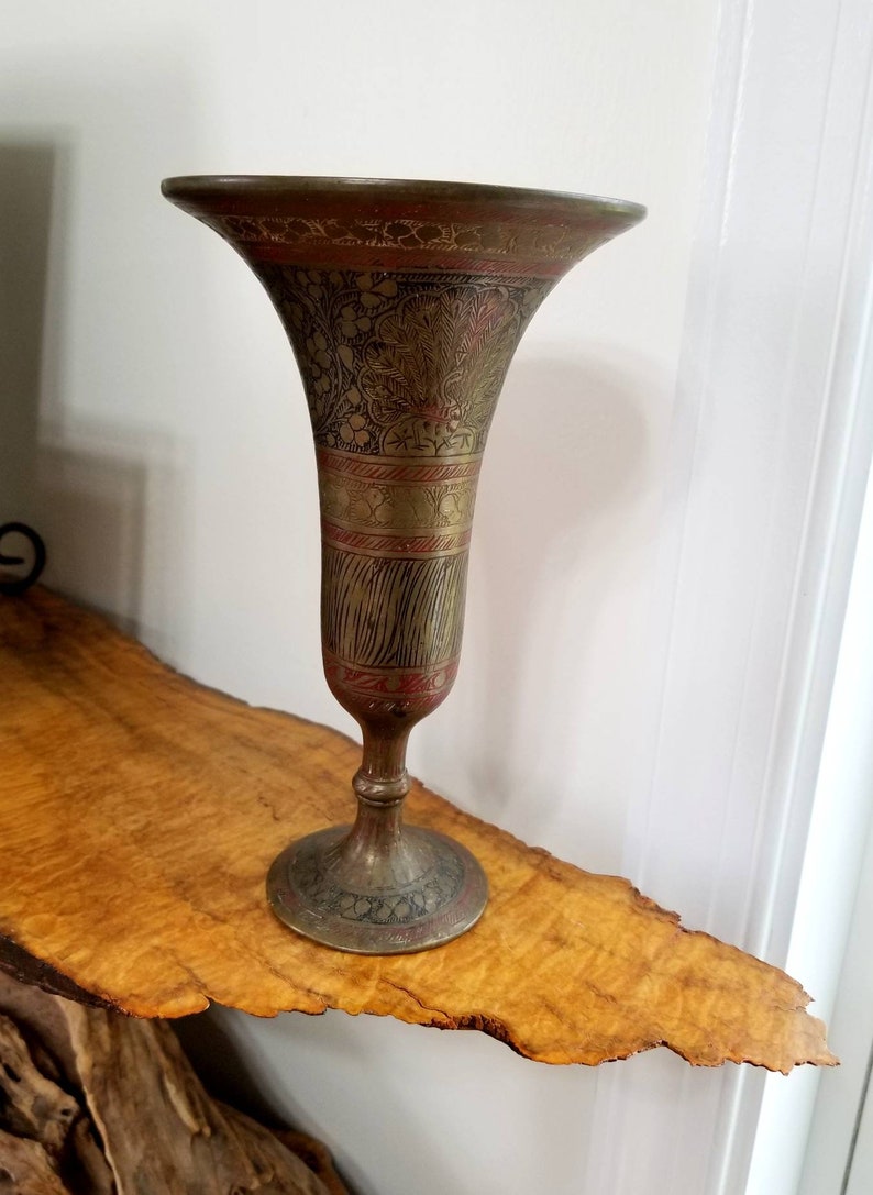 Vintage India Brass Peacock Vase Indian Firefly Upcycled Etsy
