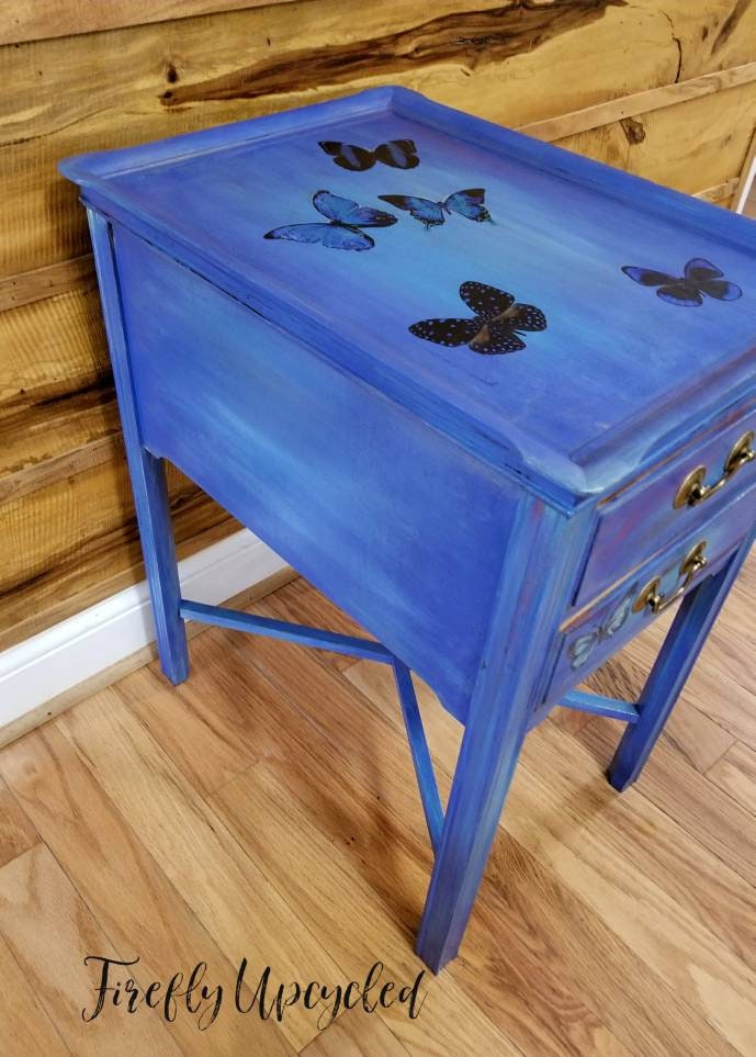 SOLD Painted Side Table Upcycled Vintage Painted Upcycled Etsy