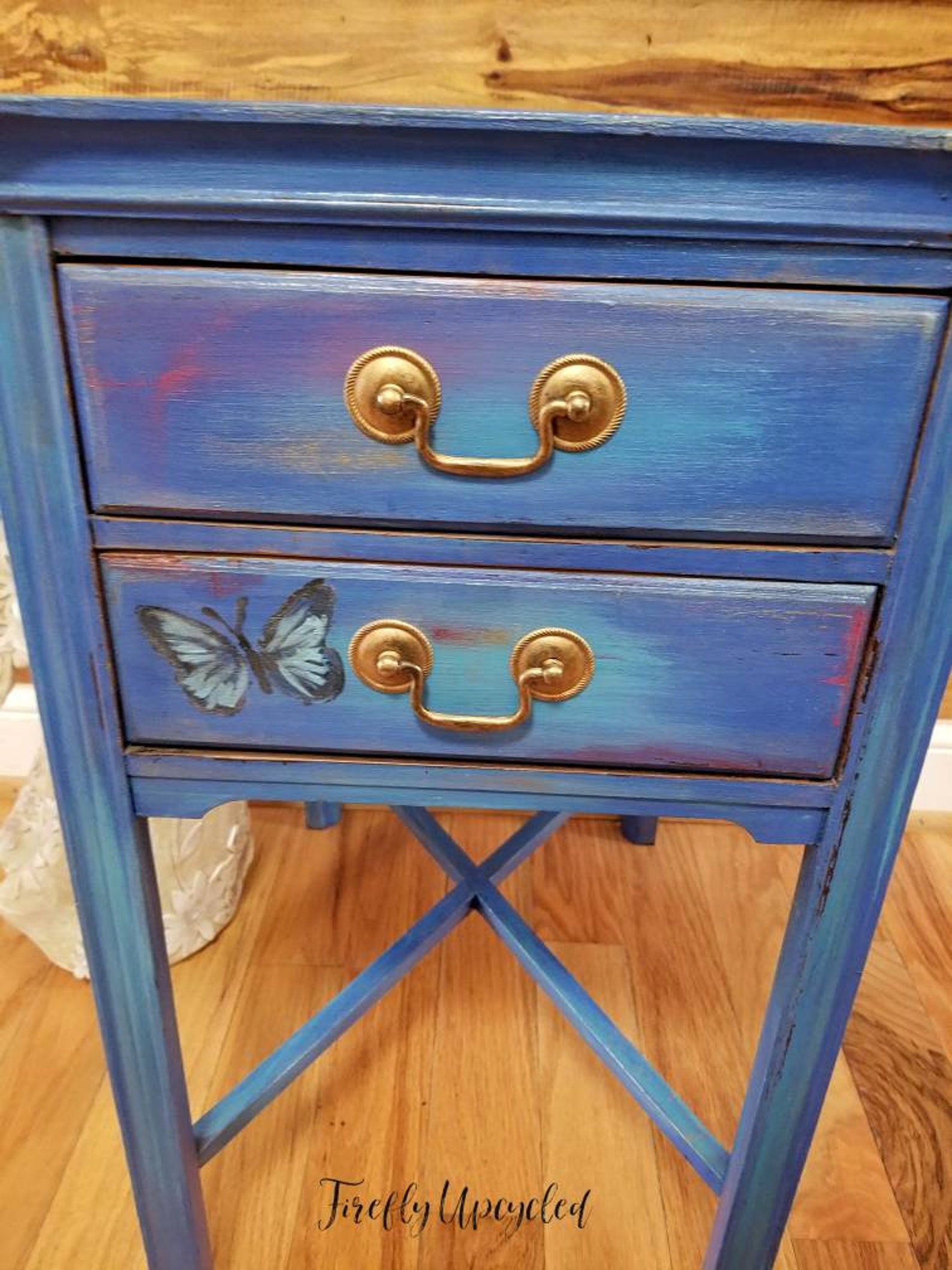 SOLD Painted Side Table Upcycled Vintage, Painted Upcycled Furniture