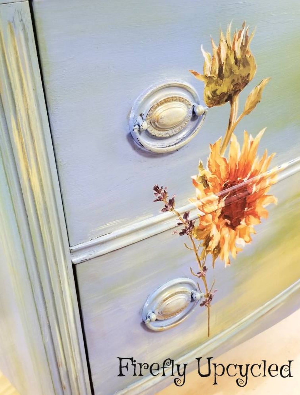 Sunflower Painted Dresser Upcycled Vintage Furniture Painted Etsy