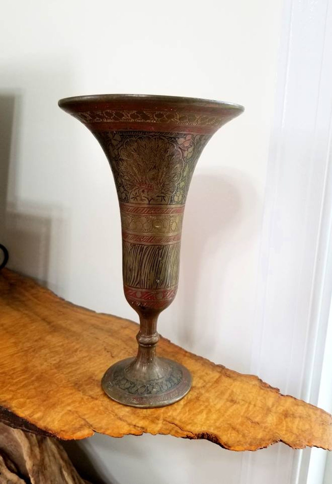 Vintage India Brass Peacock Vase Indian Firefly Upcycled Etsy