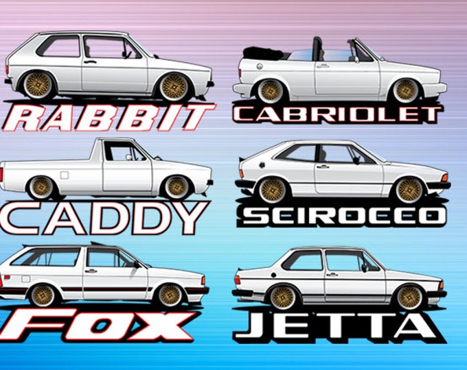 Stickers : Old VW's (6 kinds)