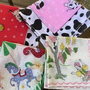 Vintage Hankies, Childrens Handkerchiefs , Kids Hankies- Your Choice, Sold Individually  #8194