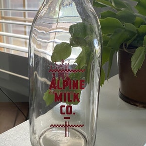 Vintage Alpine Milk Company One Quart Milk Bottle, One Qt Milk Bottle, Protect Our Children Milk Bottle #7865