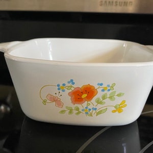 Cacerola pequeña con diseño de flores silvestres de Corning Ware, Corning Ware Wildflower P-43-B n.° 6756