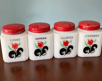 Vintage Tipp City Spice Jars Set of 4  #8112