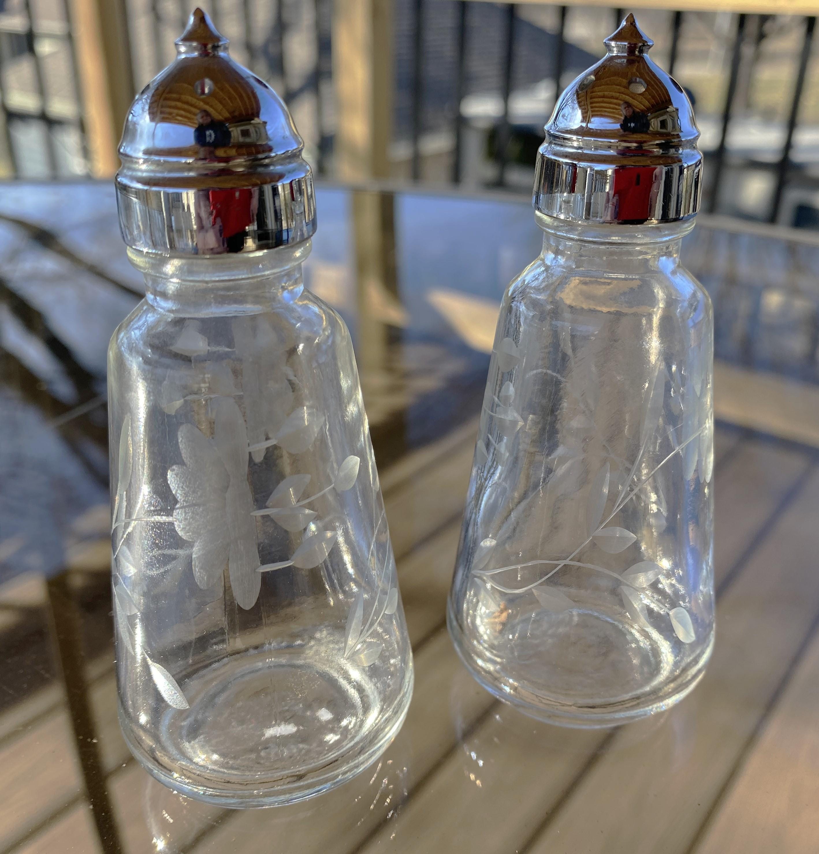 Vintage Princess House 471 Heritage Etched Glass Salt & Pepper