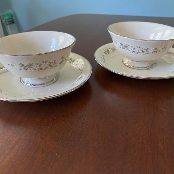 Lenox Brookdale Bone China -Set of 1 or 2 Cups & Saucers, Lenox Brookdale Footed Coffee Cups and Saucers, Lenox Teacup, Lenox Tea Cup  #7328