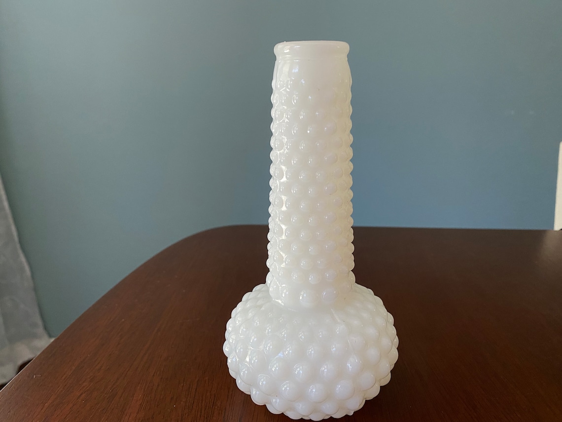 Vintage White Hobnail Vase White Milk Glass Vase Milk Glass Etsy