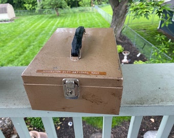 College Pennant Record File Box With Key-ballonoff Metal File Box