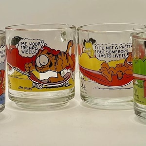 McDonald&#39;s Collector Series Garfield Clear Glass Handled Mugs - YOUR CHOICE #5030