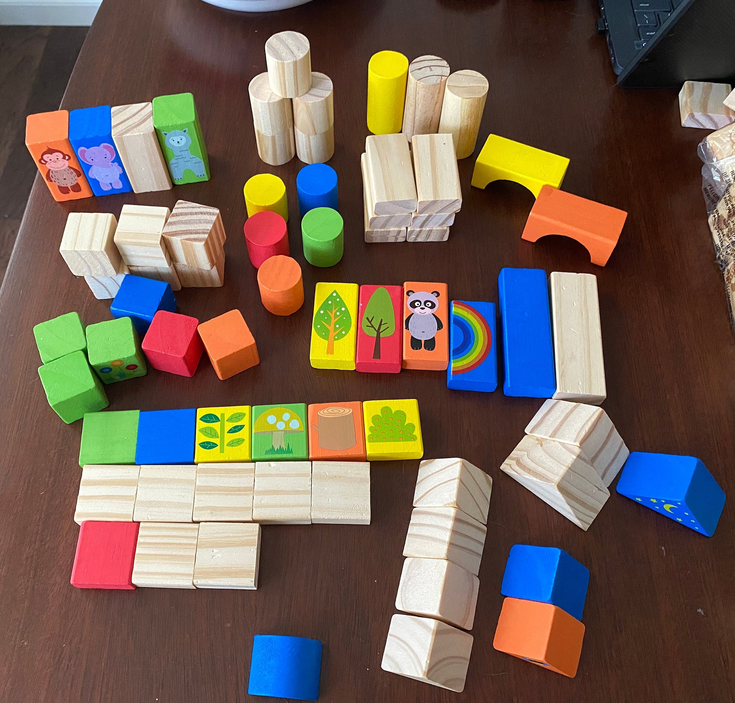 Vintage Colorful Wood Building Blocks - Over 60 Blocks, Colored and ...