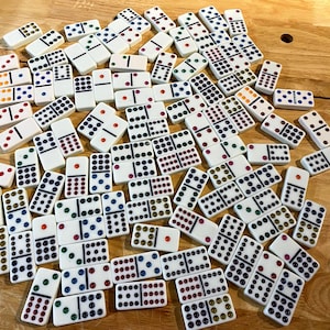 Color Dot Dominoes for Craft Projects, Dominoes for Art, Dominoes for Jewelry, Random Lot of 14 Dominoes   #8134